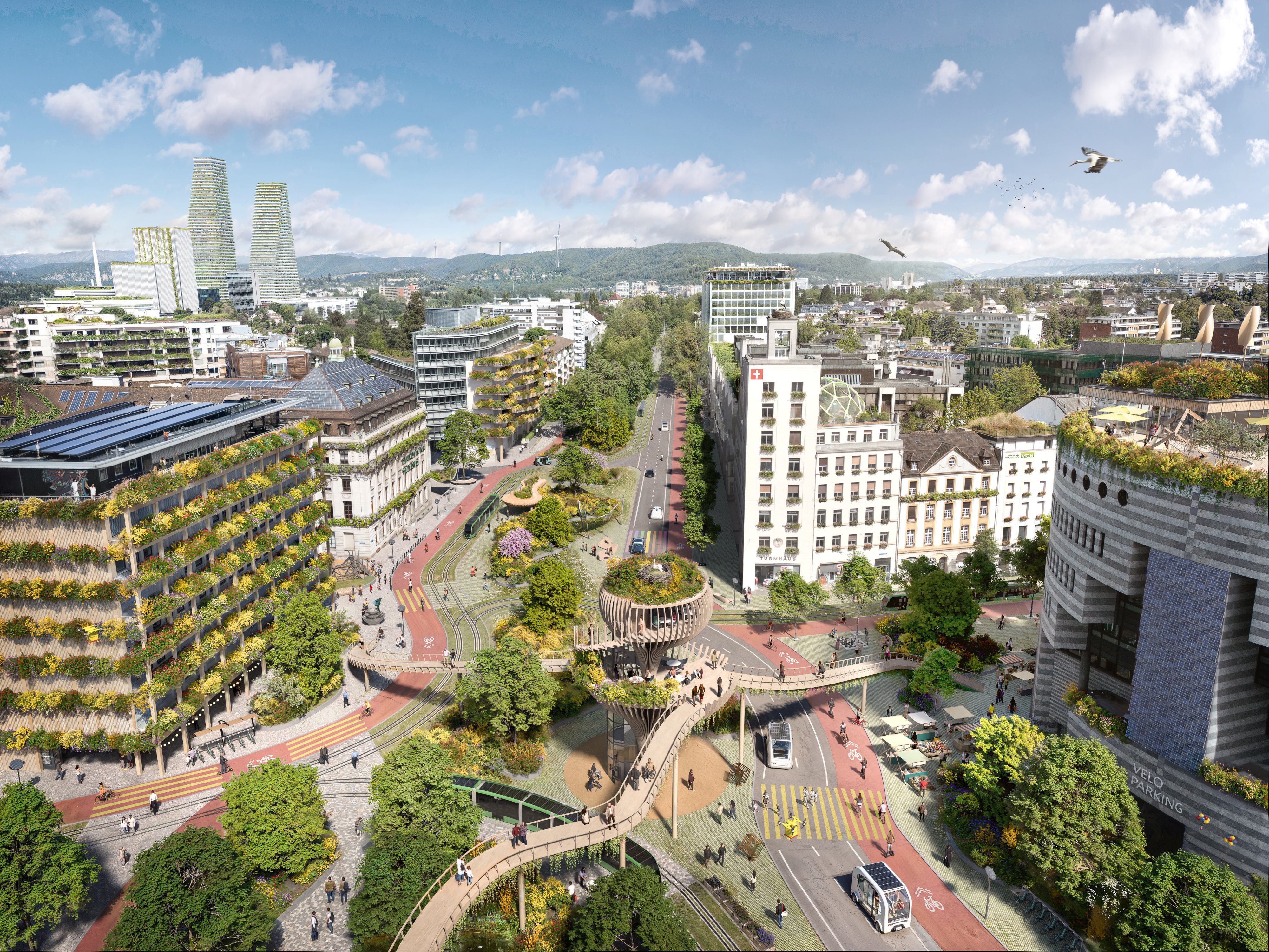 Zukunftsbild Basel Aeschenplatz 2045 VCS BLBS