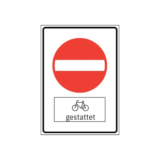 Einfahrt verboten mit Zusatztafel «Velo gestattet»