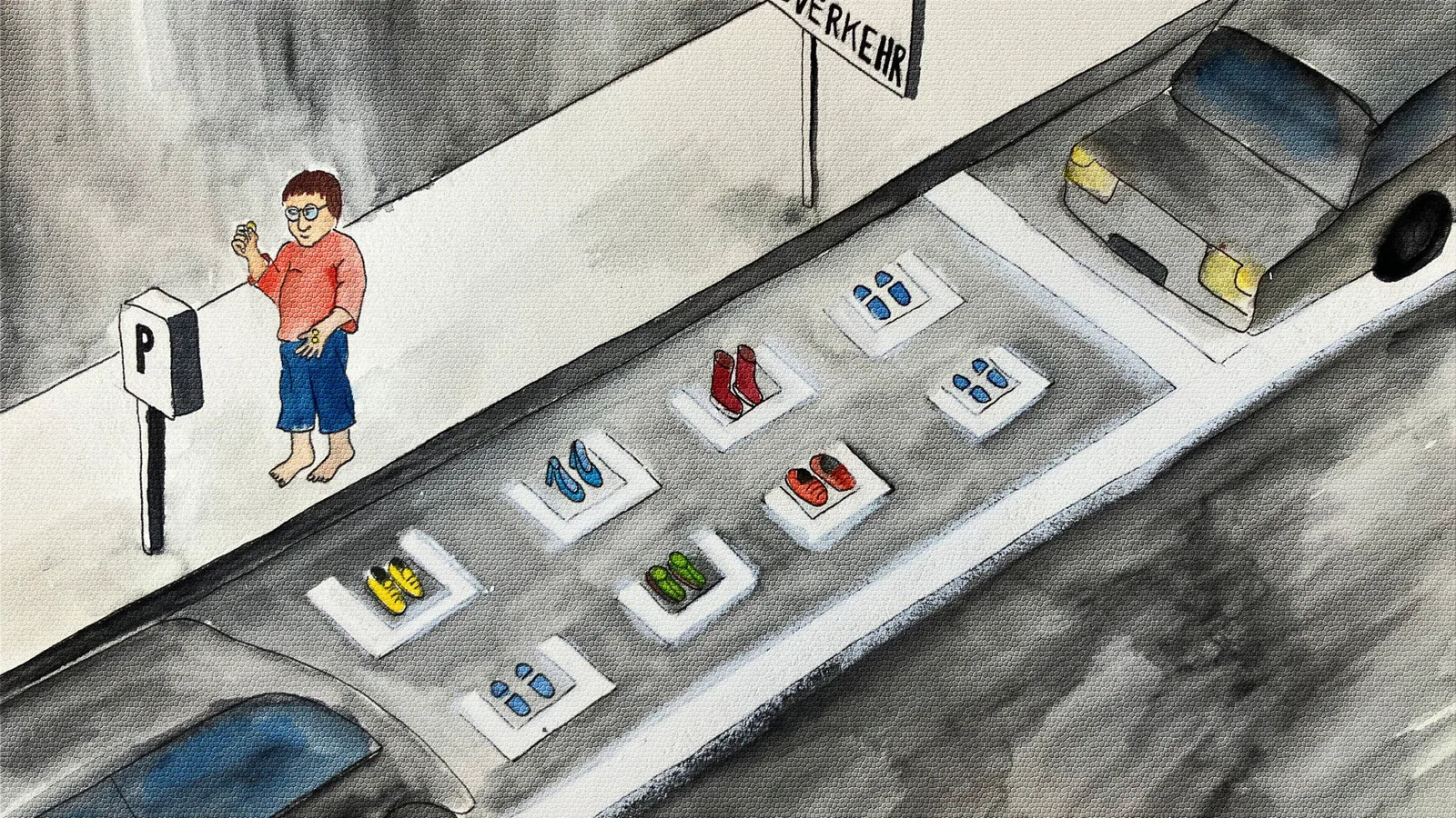 Illustration Parking et circulation piétonne